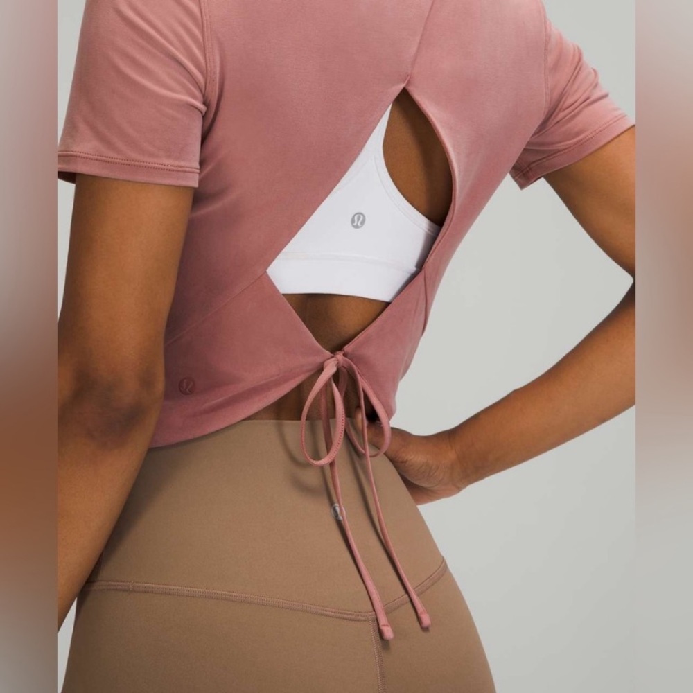 Lululemon rose t shirt tie back Women's Top